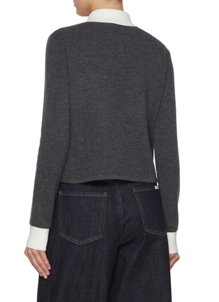 Back View - Click To Enlarge - SELF-PORTRAIT - Contrast Collar Wool Blend Knit Cardigan