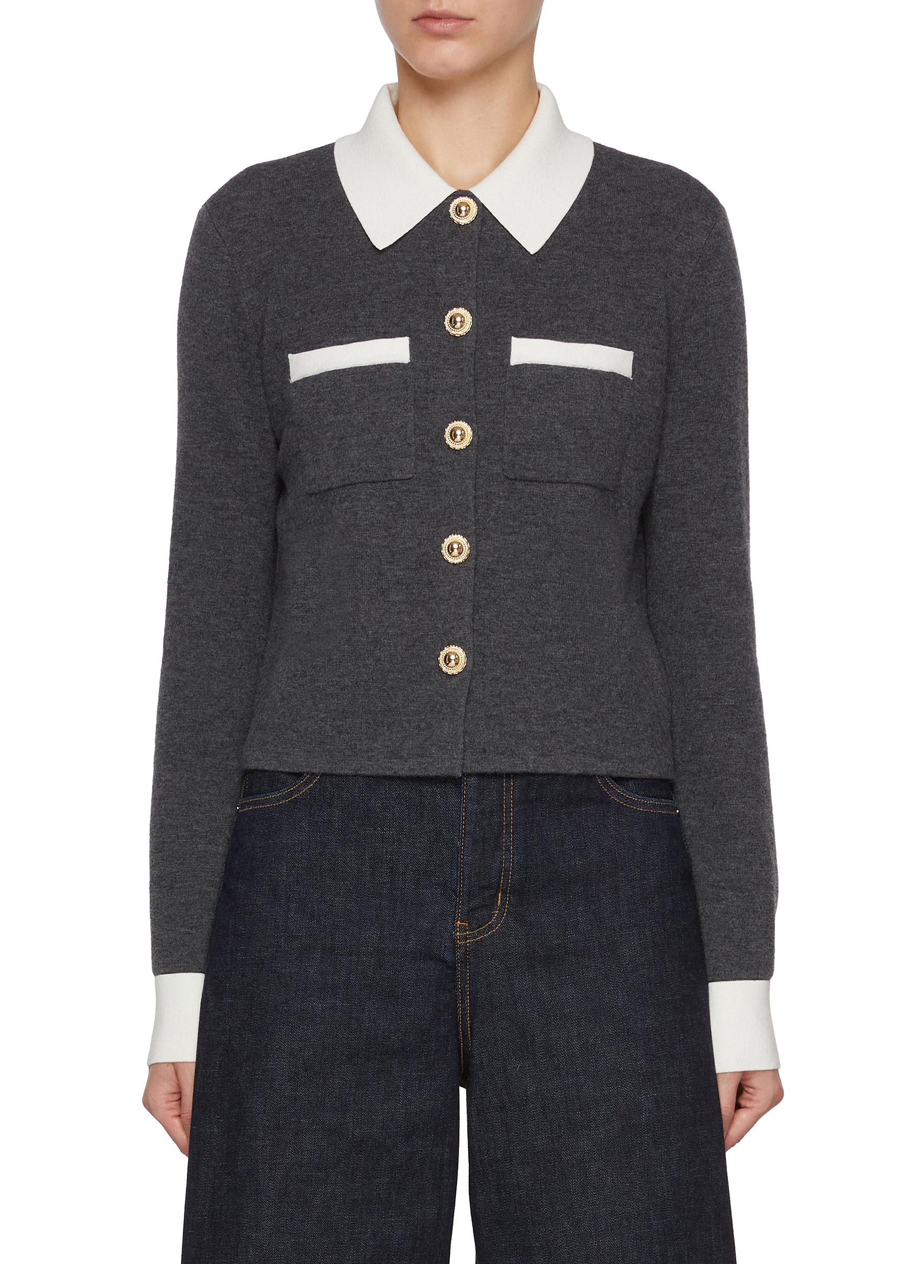 ジャケット SELF PORTRAIT CONTRAST COLLAR CARDIGAN SELF-PORTRAIT | Contrast Collar Wool Blend Knit Cardigan