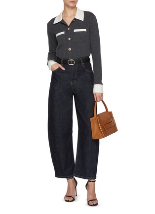 Figure View - Click To Enlarge - SELF-PORTRAIT - Contrast Collar Wool Blend Knit Cardigan