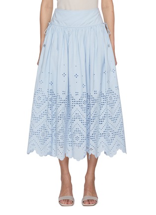 Main View - Click To Enlarge - SELF-PORTRAIT - Broderie Anglaise Cotton Midi Skirt