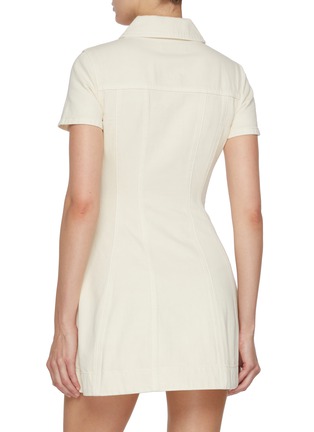 Back View - Click To Enlarge - SELF-PORTRAIT - Collared Light Wash Denim Mini Dress