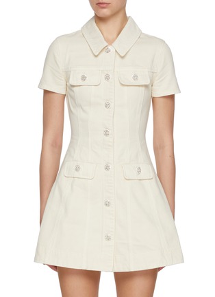 Main View - Click To Enlarge - SELF-PORTRAIT - Collared Light Wash Denim Mini Dress