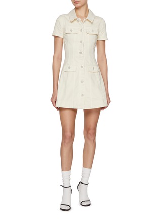 Figure View - Click To Enlarge - SELF-PORTRAIT - Collared Light Wash Denim Mini Dress