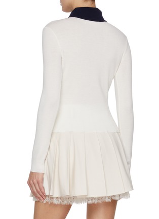 Back View - Click To Enlarge - SELF-PORTRAIT - Contrast Collar Slim Wool Cardigan