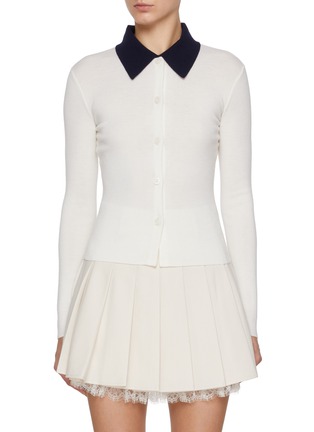 Main View - Click To Enlarge - SELF-PORTRAIT - Contrast Collar Slim Wool Cardigan