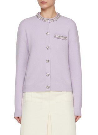 Main View - Click To Enlarge - SELF-PORTRAIT - Crystal Trim Knit Cardigan