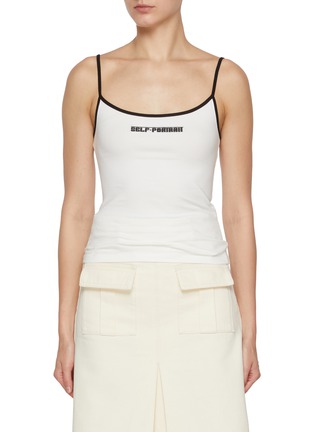 Main View - Click To Enlarge - SELF-PORTRAIT - Contrast Trim Jersey Strap Top
