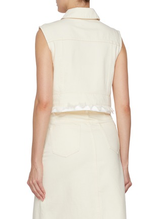 Back View - Click To Enlarge - SELF-PORTRAIT - Frayed Edge Light Wash Denim Top