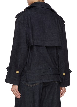 Back View - Click To Enlarge - SELF-PORTRAIT - Dark Wash Denim Trench Jacket