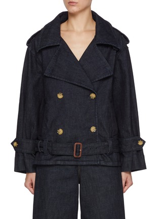 Main View - Click To Enlarge - SELF-PORTRAIT - Dark Wash Denim Trench Jacket