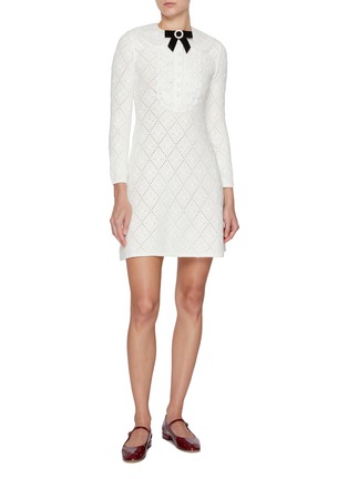 Figure View - Click To Enlarge - SELF-PORTRAIT - Bib Knit Mini Dress