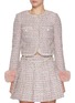 Main View - Click To Enlarge - SELF-PORTRAIT - Faux Fur Cuff Embellished Bouclé Jacket