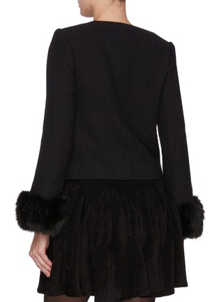 Back View - Click To Enlarge - SELF-PORTRAIT - Faux Fur Cuff Embellished Bouclé Jacket