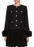 Main View - Click To Enlarge - SELF-PORTRAIT - Faux Fur Cuff Embellished Bouclé Jacket