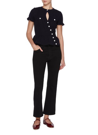 Figure View - Click To Enlarge - SELF-PORTRAIT - Asymmetrical Buttoned Knit Top