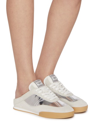 Figure View - Click To Enlarge - CHLOÉ - Kick Sabot Metallic Panel Suede Women's Sneakers