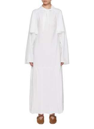 Main View - Click To Enlarge - RUOHAN - Arran Cape Layered Silk Blend Maxi Dress