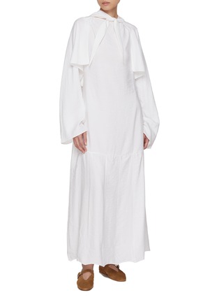 Figure View - Click To Enlarge - RUOHAN - Arran Cape Layered Silk Blend Maxi Dress
