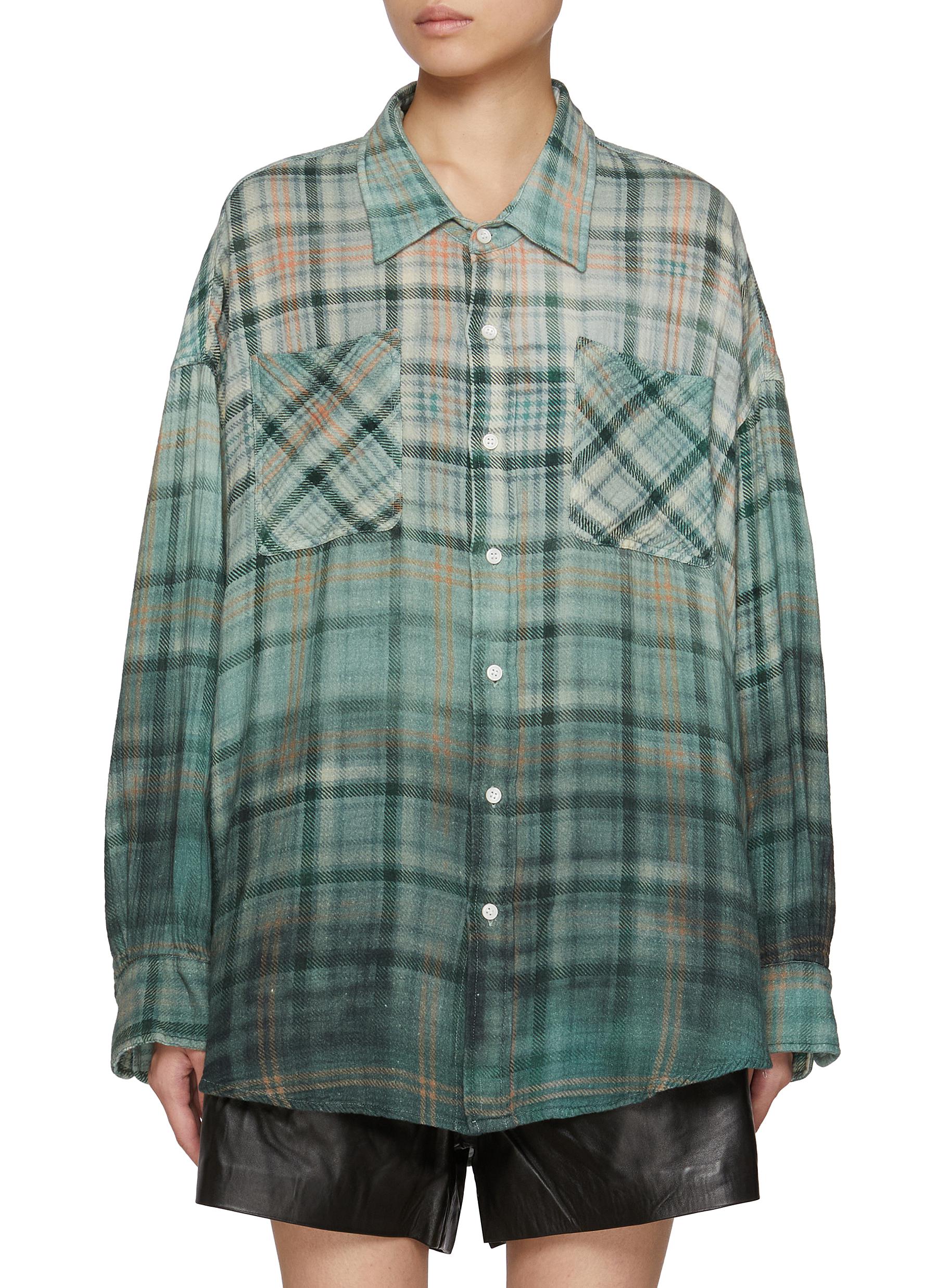 R13 | Gradient Checkered Cotton Work Shirt | Women | Lane