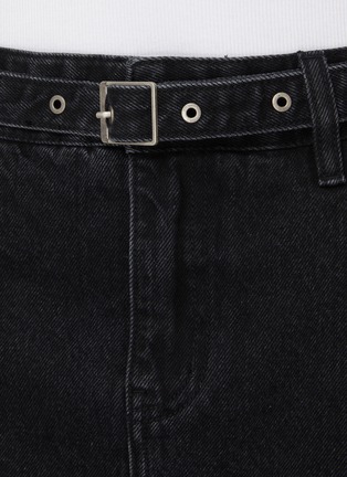  - MO&CO. - Belted Dark Wash Denim Skirt