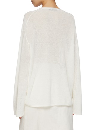 Back View - Click To Enlarge - MO&CO. - Loose V-Neck Cotton Knit Sweater