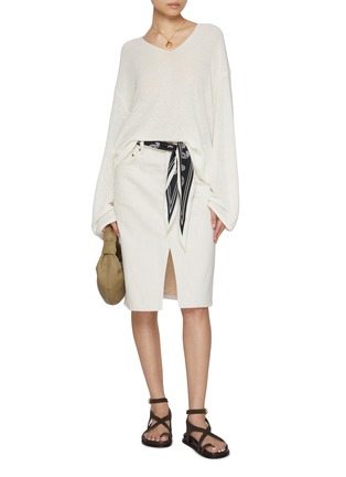 Figure View - Click To Enlarge - MO&CO. - Loose V-Neck Cotton Knit Sweater