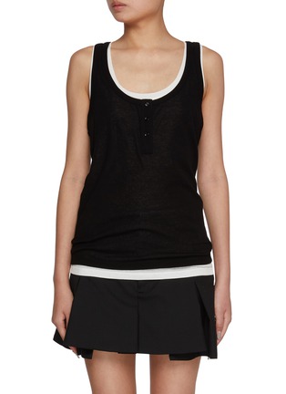 Main View - Click To Enlarge - MO&CO. - Scoop Neck Layerd Look Cotton Tank Top