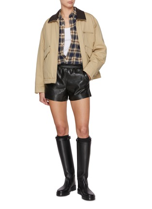 Figure View - Click To Enlarge - MO&CO. - Elasticated Leather Shorts