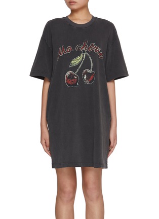 Main View - Click To Enlarge - MO&CO. - Cherry Oversized Cotton T-shirt Dress