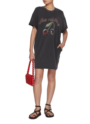 Figure View - Click To Enlarge - MO&CO. - Cherry Oversized Cotton T-shirt Dress