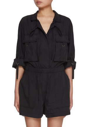 Main View - Click To Enlarge - MO&CO. - V-neck Drawstring Cargo Jumpsuit