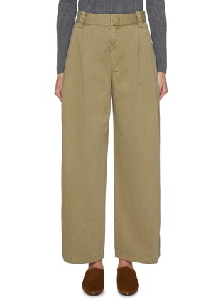 Main View - Click To Enlarge - MO&CO. - Pleated Wide Leg Cotton Pants