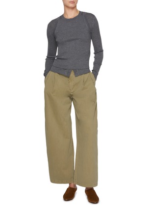 Figure View - Click To Enlarge - MO&CO. - Pleated Wide Leg Cotton Pants