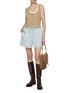 Figure View - Click To Enlarge - MO&CO. - Drawstring Light Wash Denim Shorts
