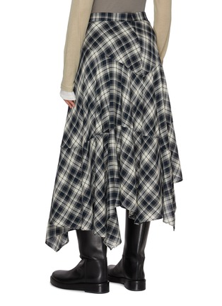 Back View - Click To Enlarge - MO&CO. - Checkered Asymmetrical Maxi Skirt