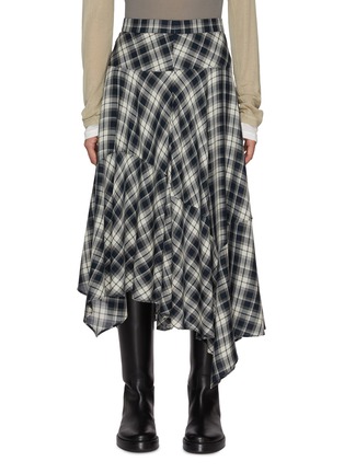 Main View - Click To Enlarge - MO&CO. - Checkered Asymmetrical Maxi Skirt