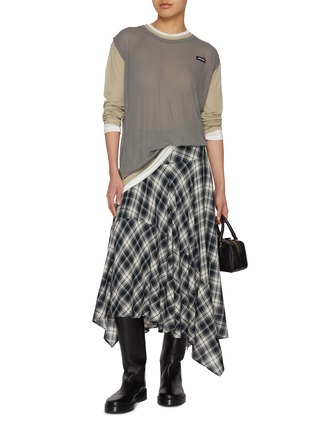 Figure View - Click To Enlarge - MO&CO. - Checkered Asymmetrical Maxi Skirt