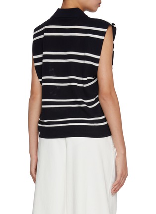 Back View - Click To Enlarge - MO&CO. - Striped Knitted Cotton Gilets