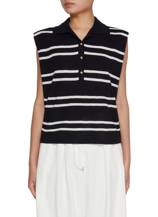 Main View - Click To Enlarge - MO&CO. - Striped Knitted Cotton Gilets