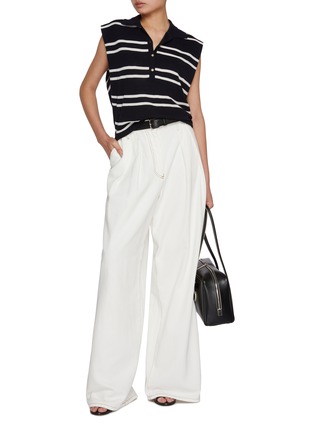 Figure View - Click To Enlarge - MO&CO. - Striped Knitted Cotton Gilets