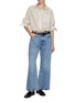 Figure View - Click To Enlarge - MO&CO. - Adjustable Sleeve Stripe Cotton Silk Shirt