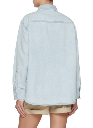 Back View - Click To Enlarge - MO&CO. - Embroidered Light Wash Denim Shirt