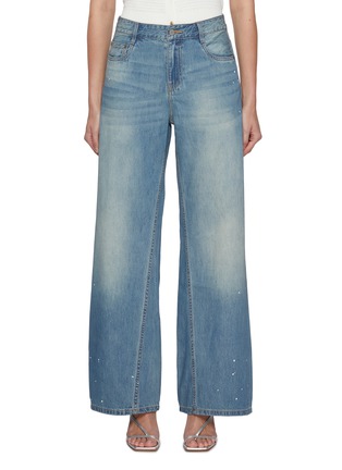 Main View - Click To Enlarge - MO&CO. - Paint Splatter Detail Medium Wash Jeans