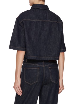 Back View - Click To Enlarge - MO&CO. - Boxy Dark Wash Denim Jacket