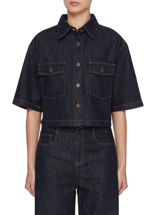 Main View - Click To Enlarge - MO&CO. - Boxy Dark Wash Denim Jacket