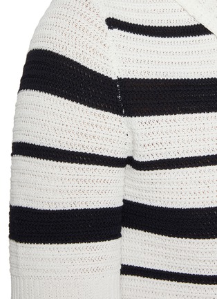  - MO&CO. - Open Collar Stripe Knit Top