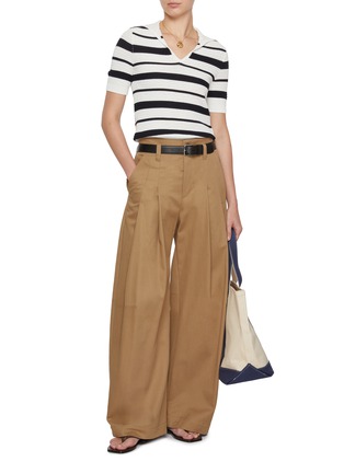 Figure View - Click To Enlarge - MO&CO. - Open Collar Stripe Knit Top