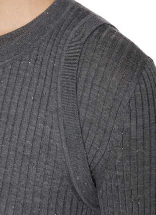  - MO&CO. - Crewneck Layered Knit Cardigan