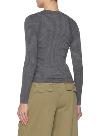 Back View - Click To Enlarge - MO&CO. - Crewneck Layered Knit Cardigan