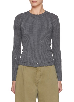 Main View - Click To Enlarge - MO&CO. - Crewneck Layered Knit Cardigan